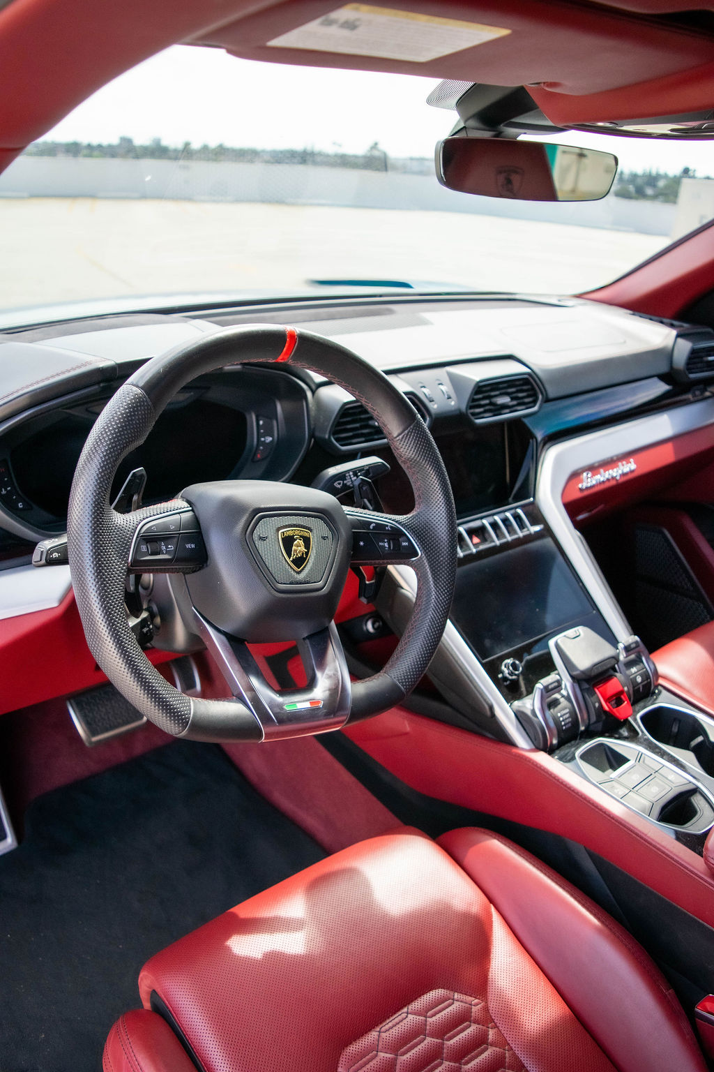 Grey Lamborghini Urus with Red interior