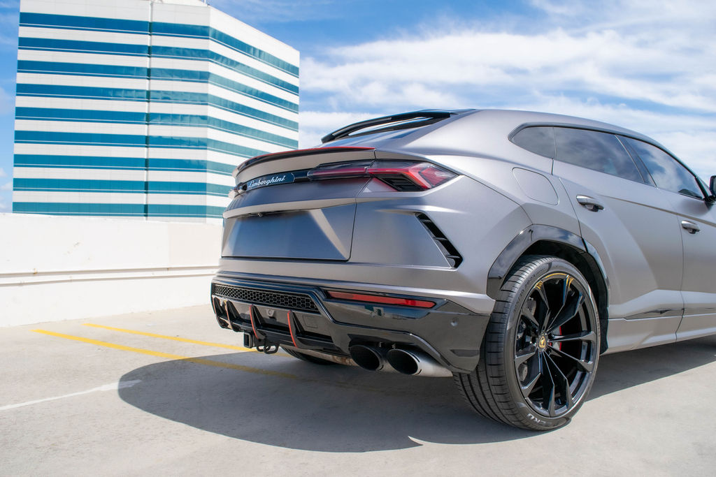 Grey Lamborghini Urus AWD luxury SUV rental in Orange County