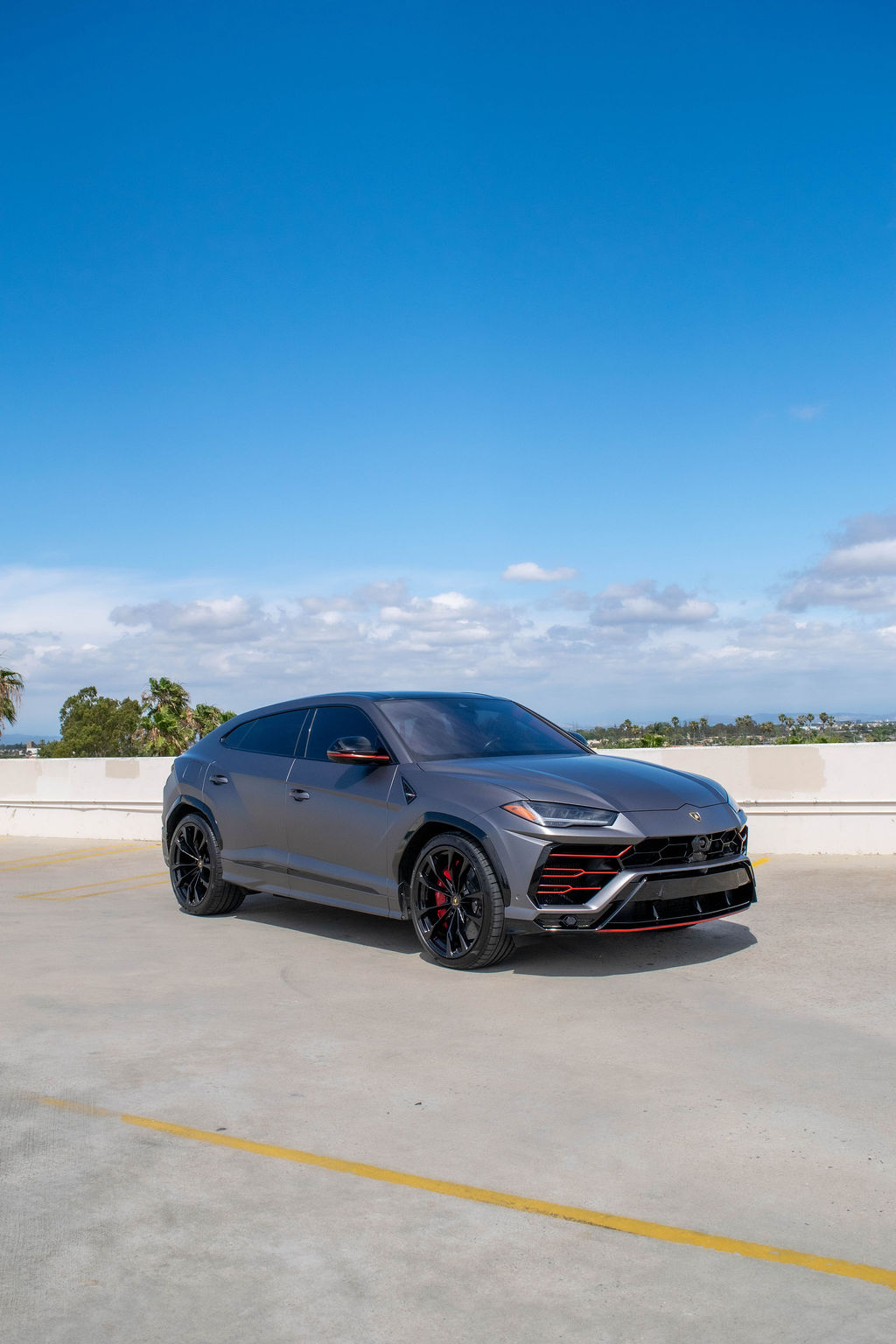 Grey Lamborghini Urus luxury SUV, Red interior and 5 seats