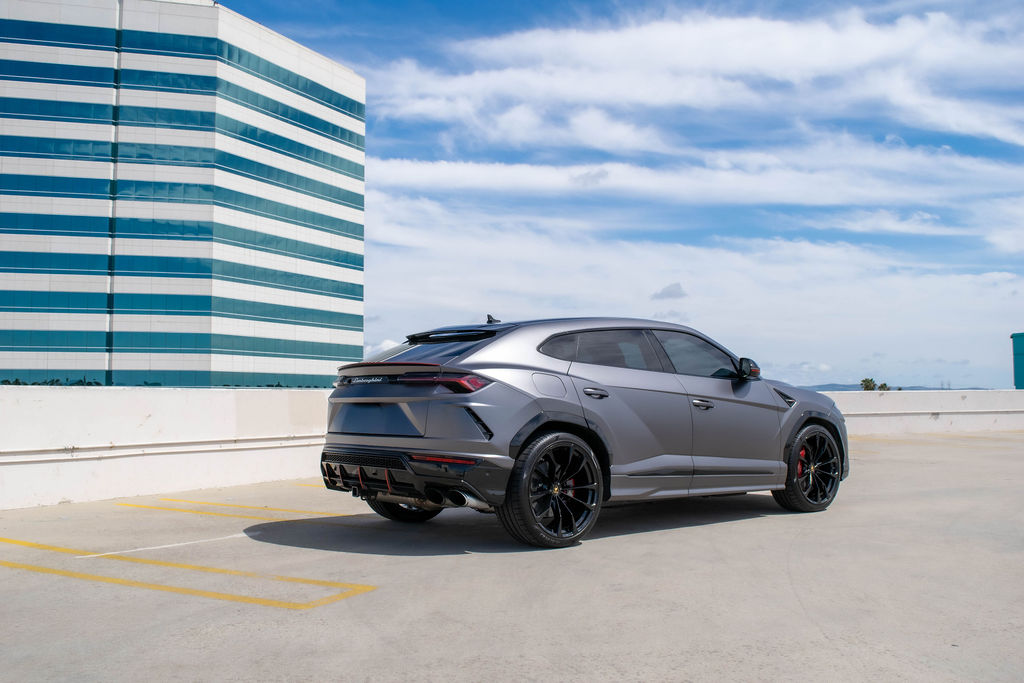 Grey Lamborghini Urus luxury SUV available to rent in Orange County
