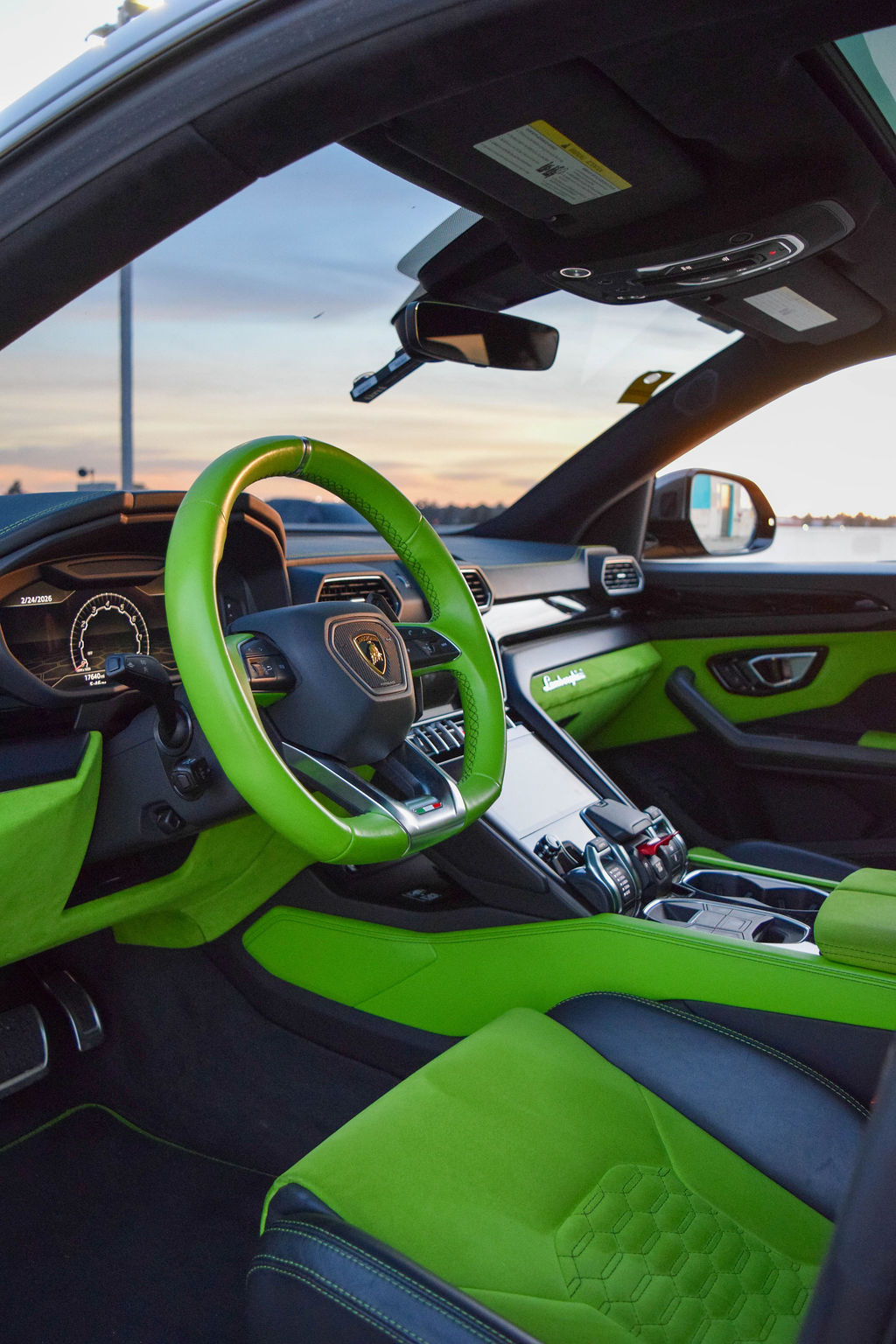 Satin Black Lamborghini Urus Mansory with Green interior