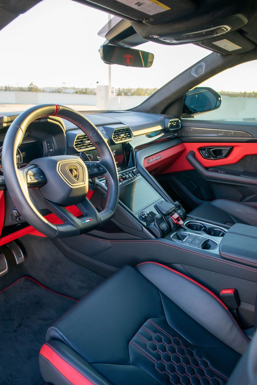 Black Lamborghini Urus S AWD luxury SUV rental in Orange County