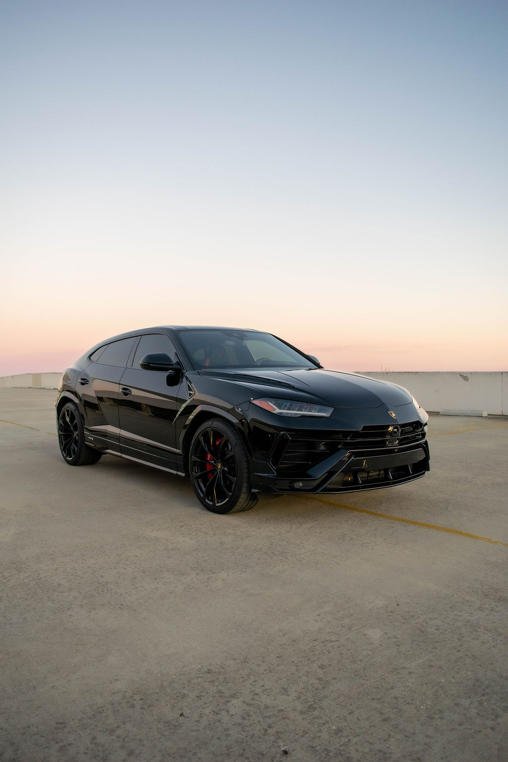Black Lamborghini Urus S Black and Red interior, luxury SUV rental in Orange County