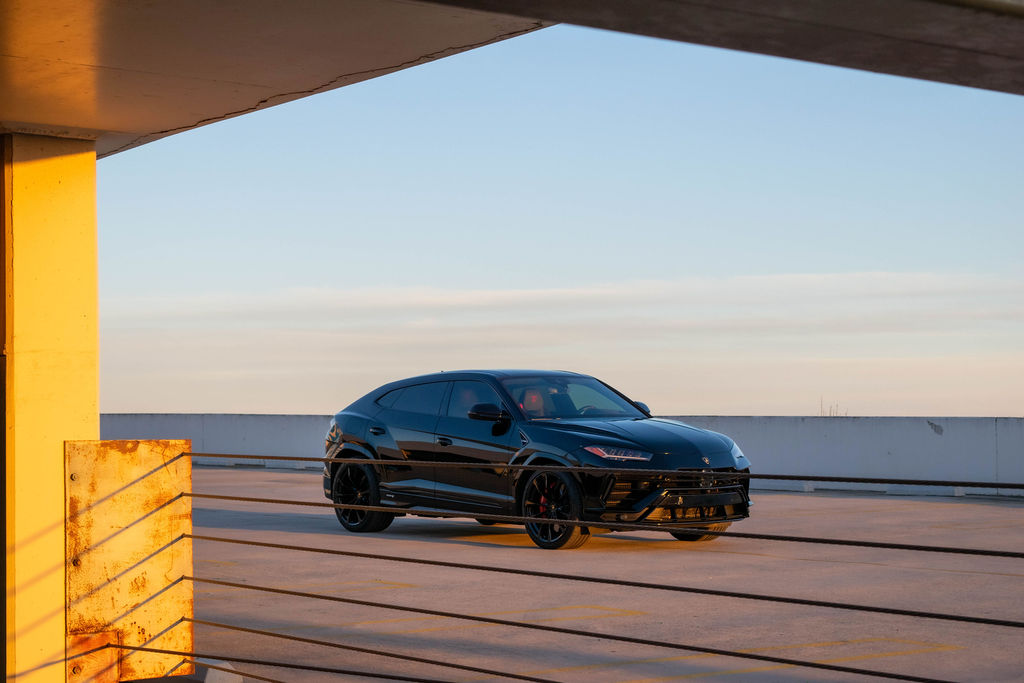 Black Lamborghini Urus S AWD luxury SUV for rent in Orange County