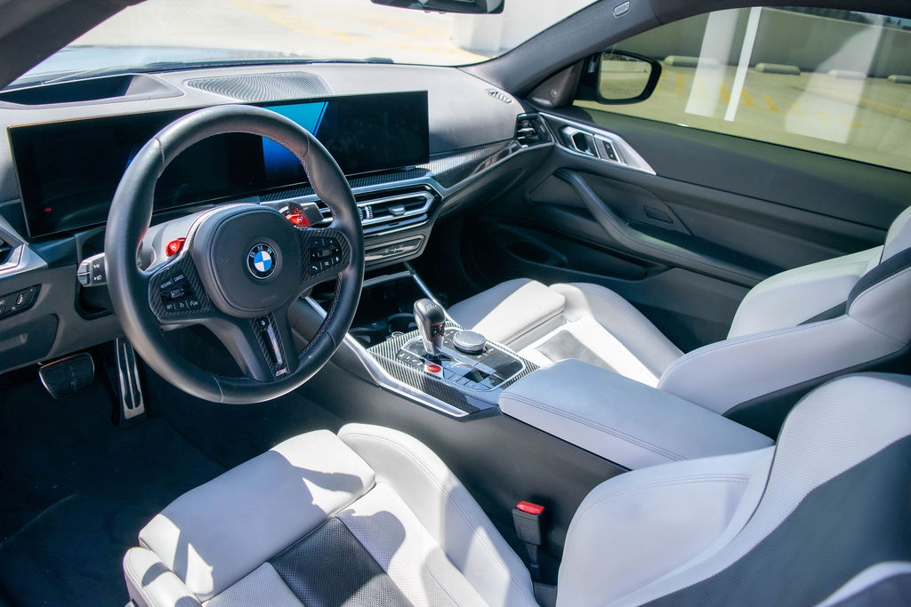 BMW M4 Competition in Grey with Black and White interior, Orange County rental
