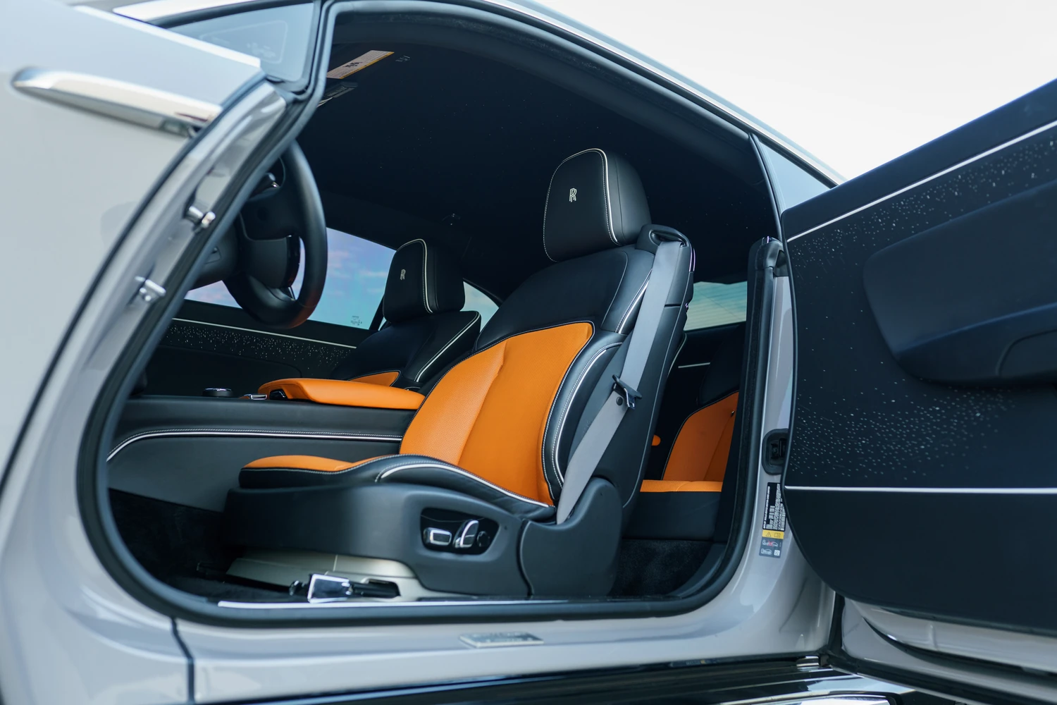 Grey Rolls Royce Spectre interior, Southern California exotic rental