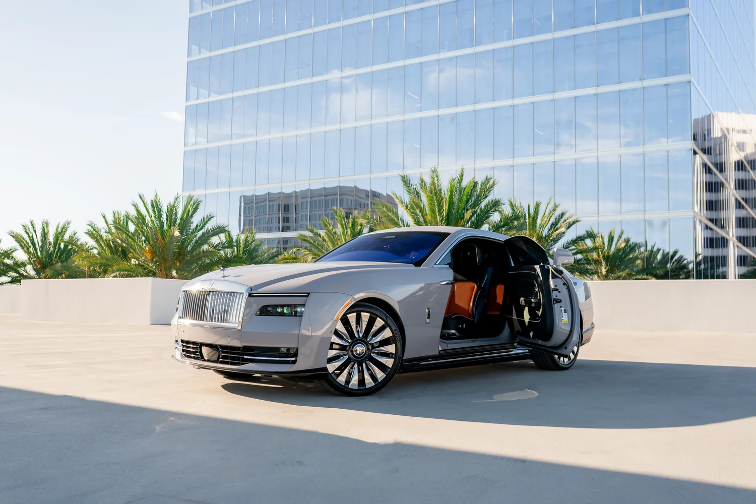 Grey Rolls Royce Spectre, 4 seat rental in Southern California