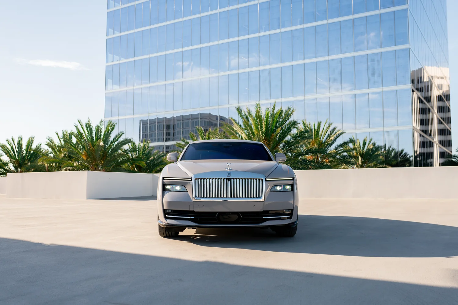 Grey Rolls Royce Spectre, AWD exotic rental in Southern California