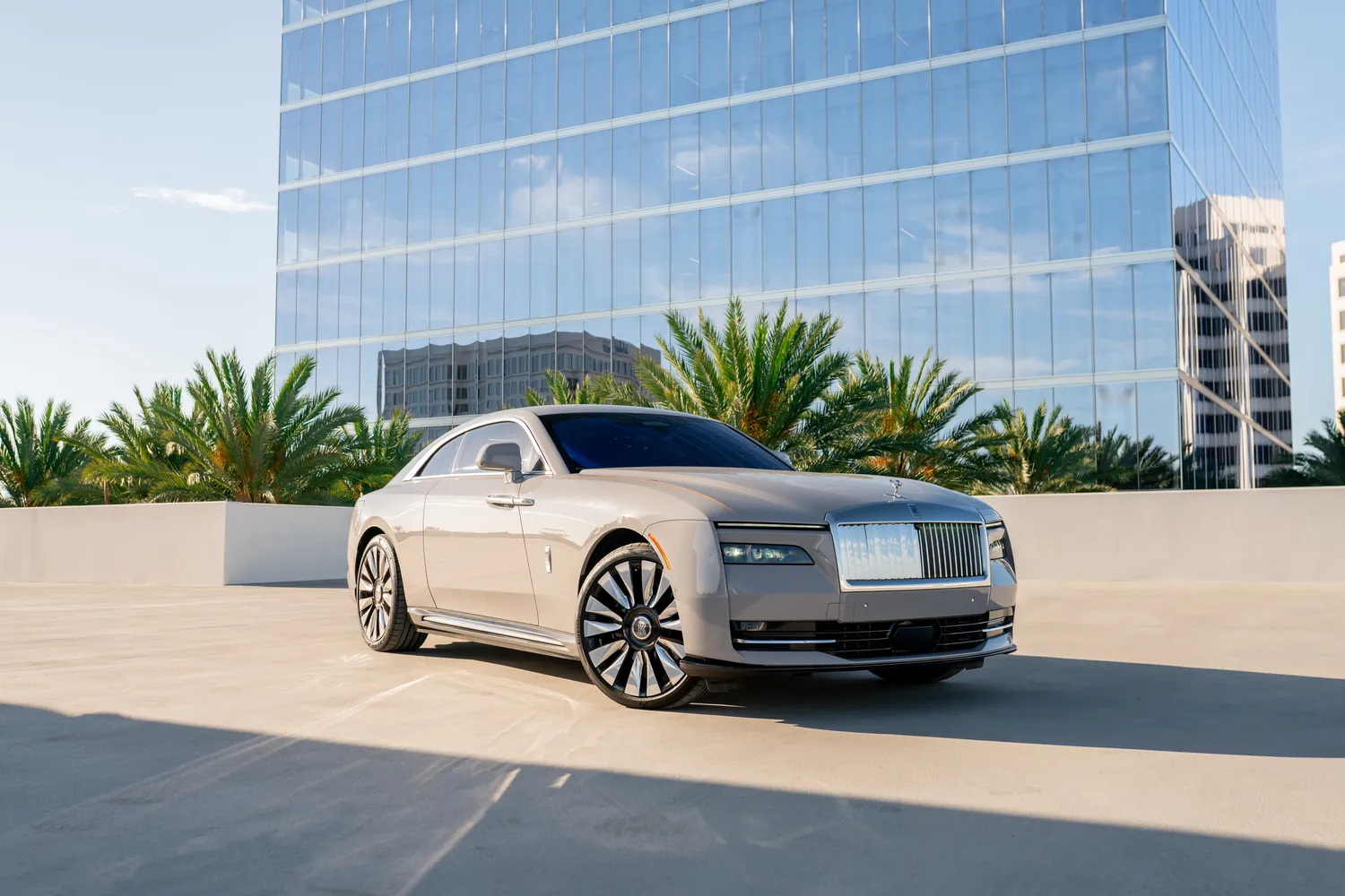 Grey Rolls Royce Spectre, cabin in Orange and Black