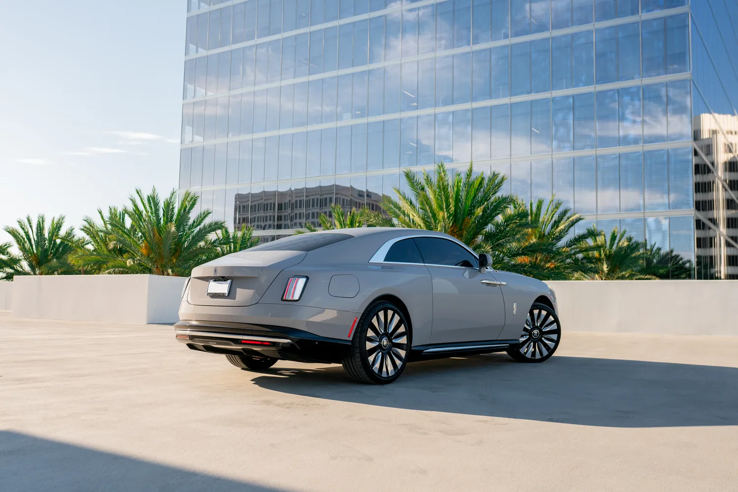 Grey Rolls Royce Spectre, available in Southern California