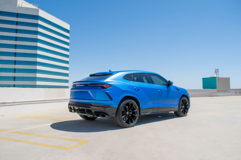Blue Lamborghini Urus S 4 door luxury SUV