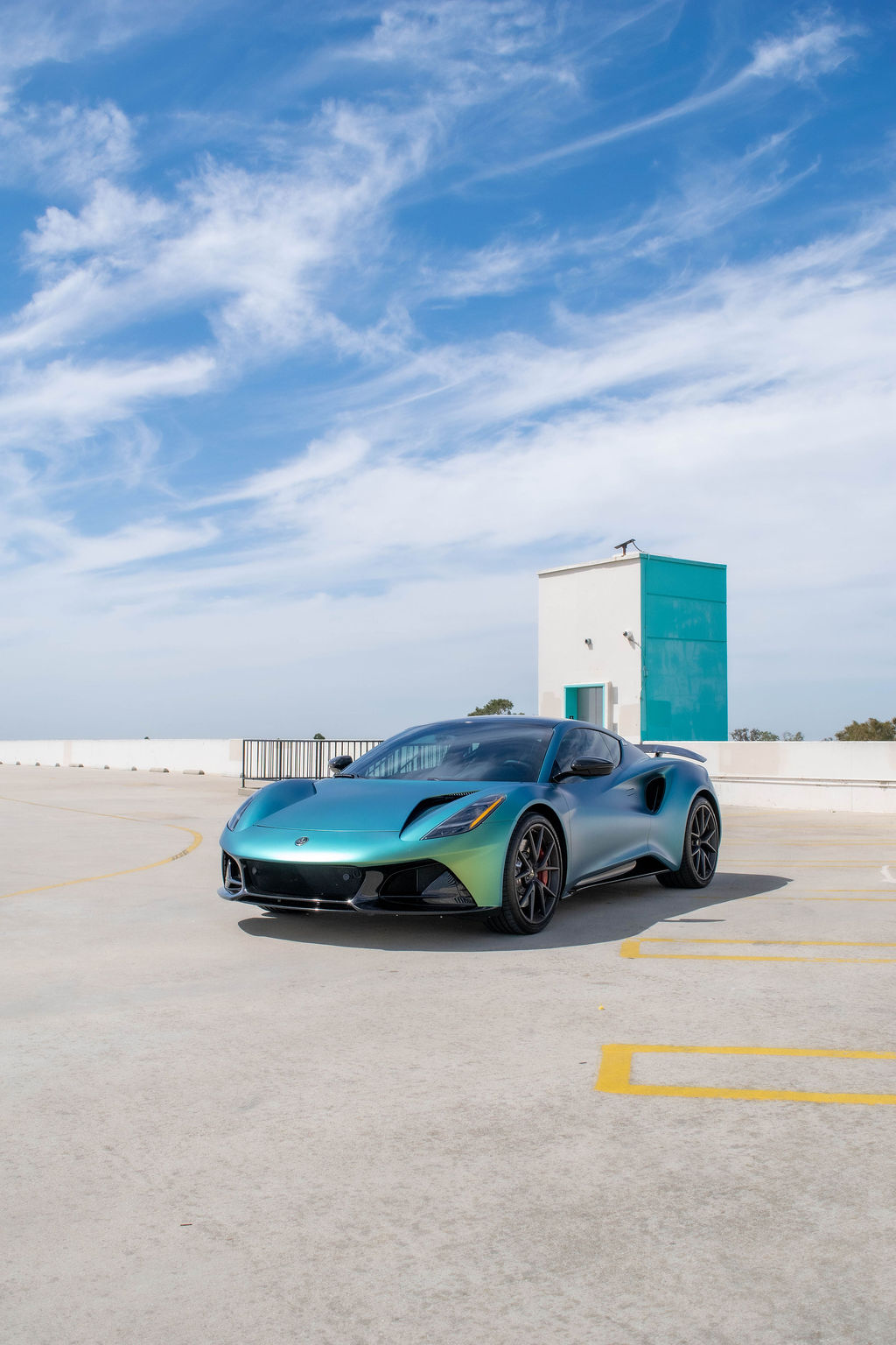 Green Lotus Emira V6 2 seat 2 door sports car