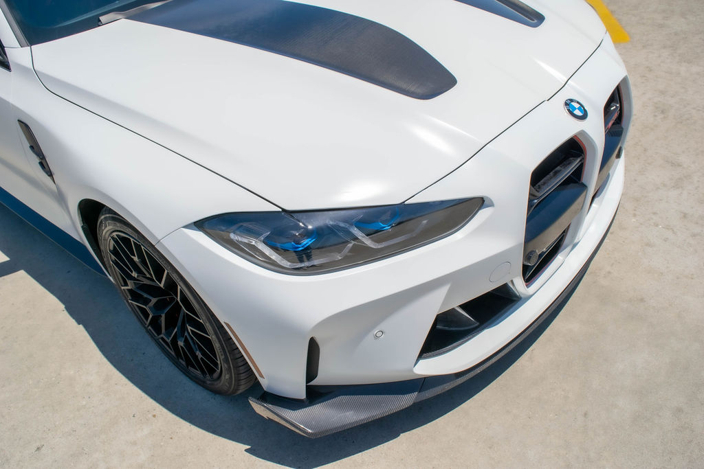 White BMW M3 CS sports car rental delivered in Orange County