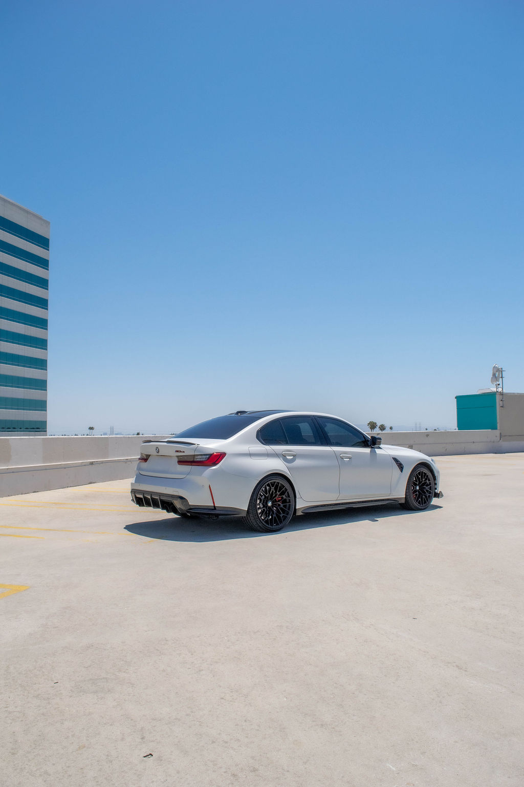 White BMW M3 CS sports car, Black and Red interior and 4 seats