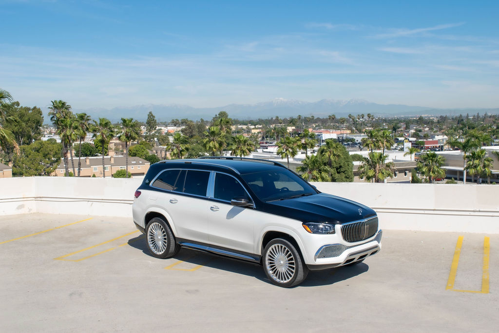 2-Tone Maybach GLS 600 Black interior, luxury SUV rental in Orange County