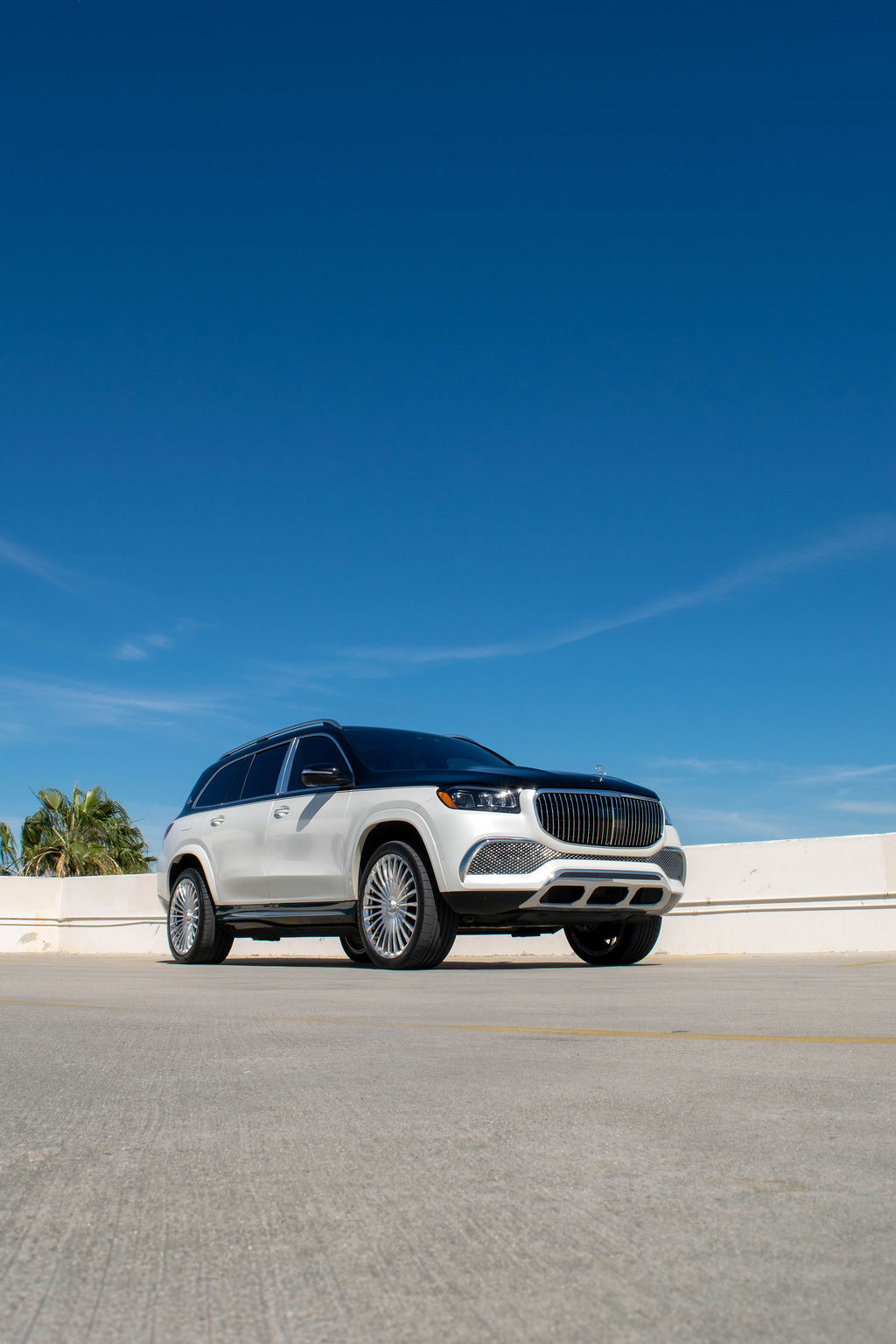 2-Tone Maybach GLS 600 luxury SUV for hire in Orange County