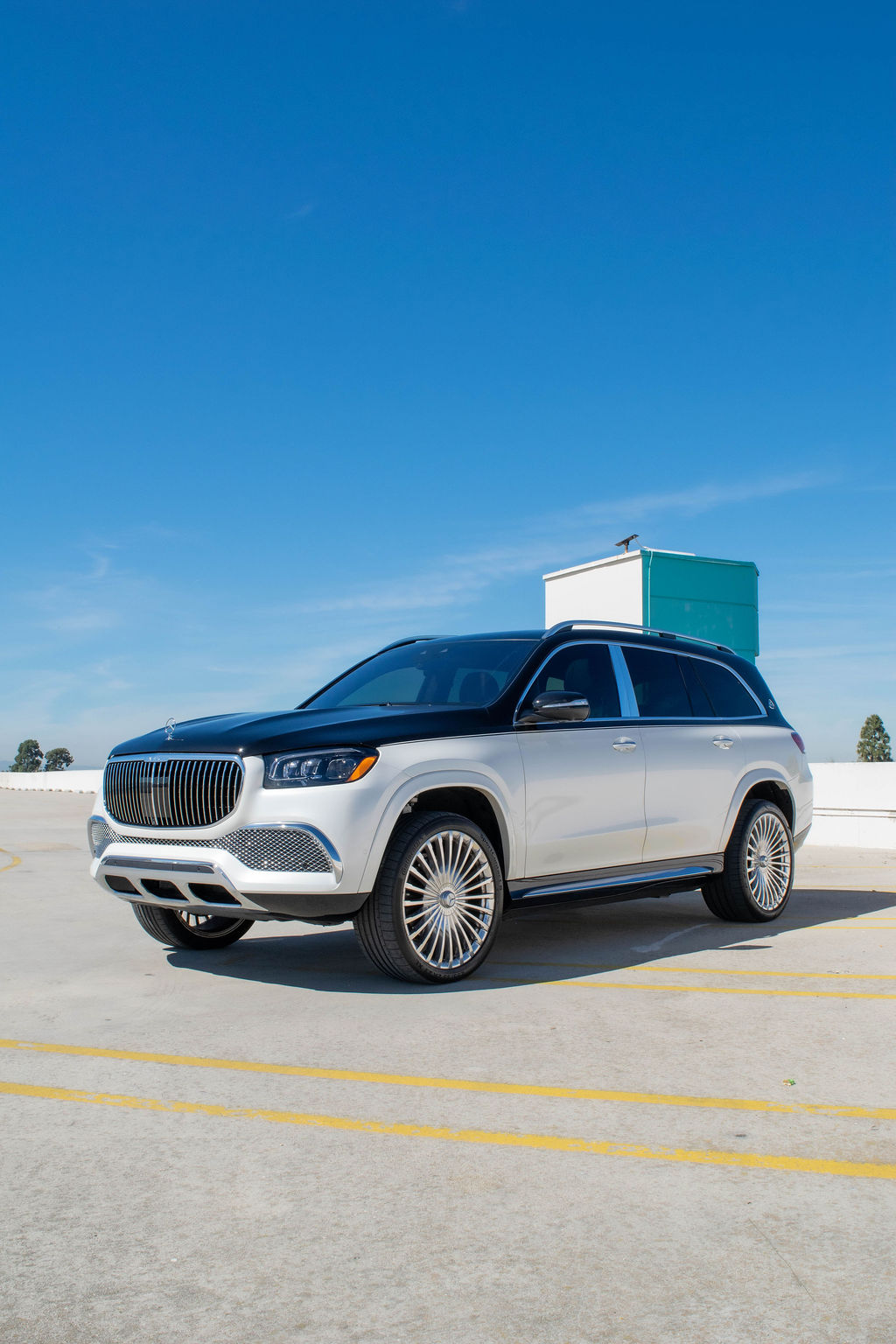 2-Tone Maybach GLS 600 AWD luxury SUV for rent in Orange County