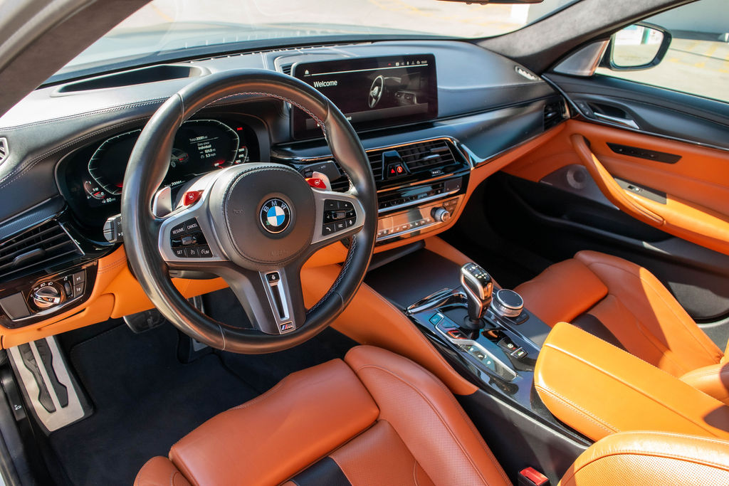 BMW M5 Competition in Black over Brown, sports car rental in Orange County