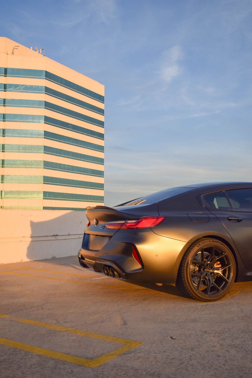 Satin Black BMW M8 Competition sports car rental delivered across Orange County, CA