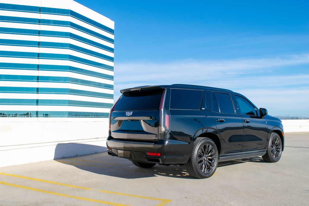 Black Cadillac Escalade ESV Sport, 7 seats and 4 doors, rental in Orange County