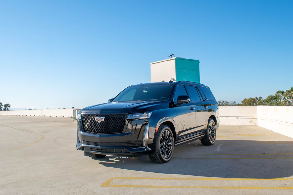 Cadillac Escalade ESV Sport luxury SUV in Black, available for rental in Orange County, CA