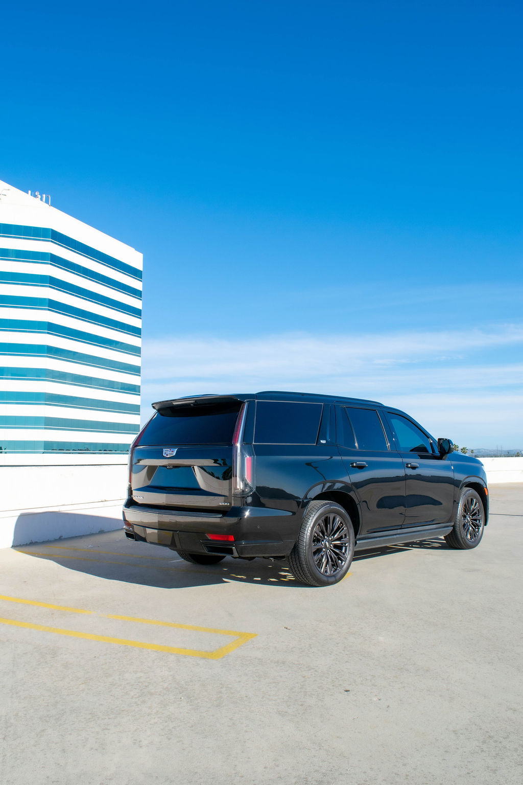 Black Cadillac Escalade ESV Sport RWD luxury SUV, exotic rental in Orange County