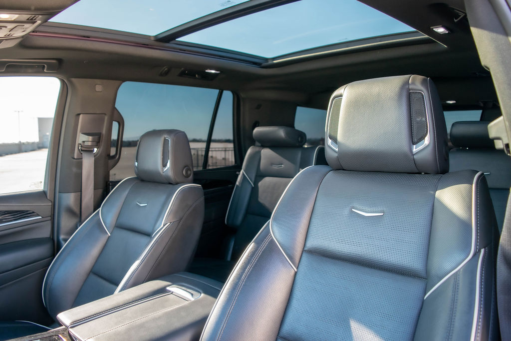 Black Cadillac Escalade ESV Sport luxury SUV rental delivered across Orange County, CA