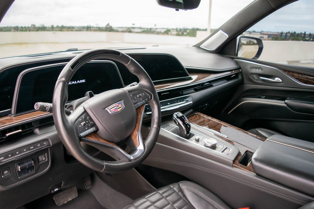 Cadillac Escalade ESV Sport Platinum in White with Black interior, Orange County rental