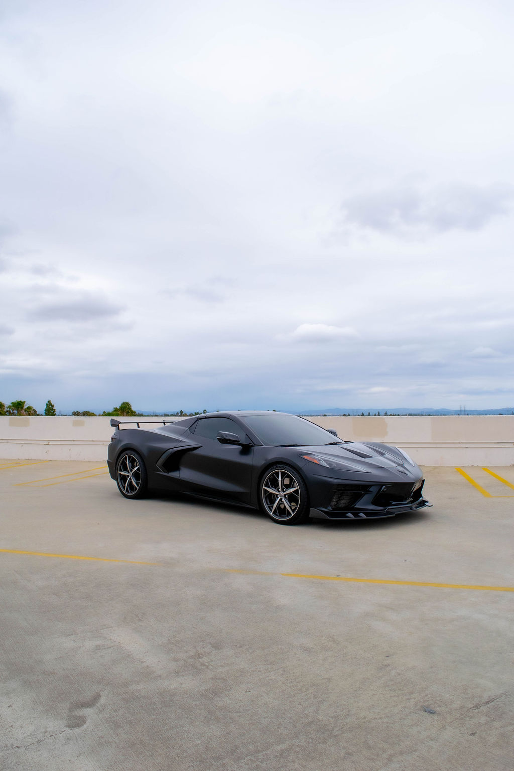Chevrolet Corvette C8 Stingray in Black over White, sports car rental in Orange County