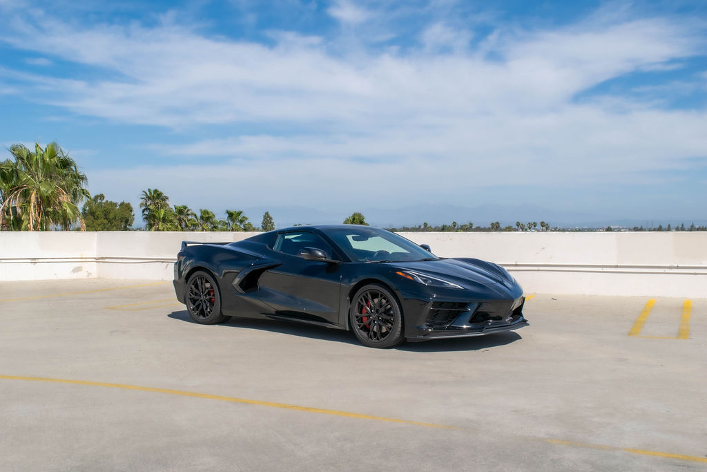 Black Chevrolet Corvette C8 Stingray for rent in Orange County, Black and Red interior