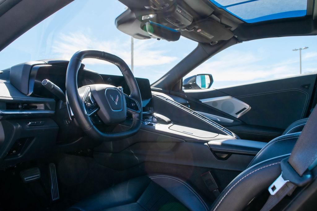 Grey Chevrolet Corvette C8 Stingray, Black interior, exotic car rental in Orange County