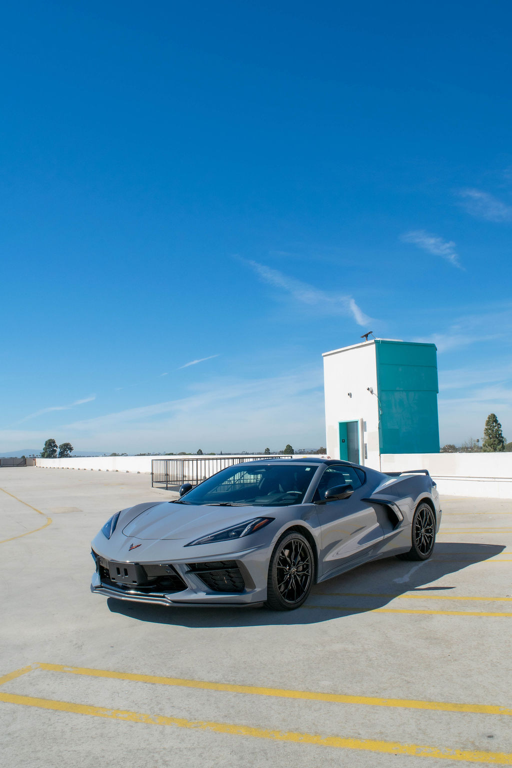 Grey Chevrolet Corvette C8 Stingray with Black interior for hire across Orange County, CA