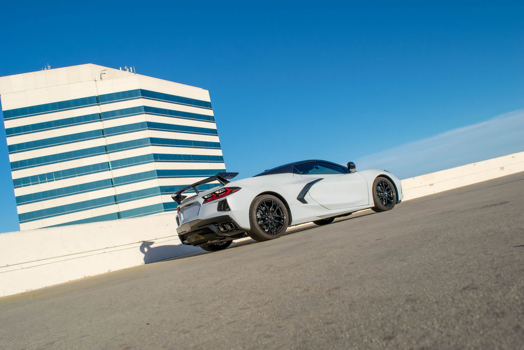 Chevrolet Corvette C8 Stingray sports car in White for Orange County rentals