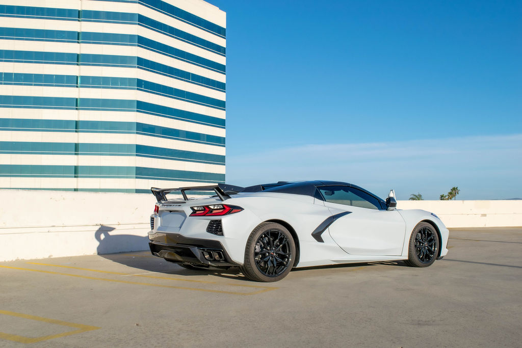 White Chevrolet Corvette C8 Stingray with Black interior for hire across Orange County, CA