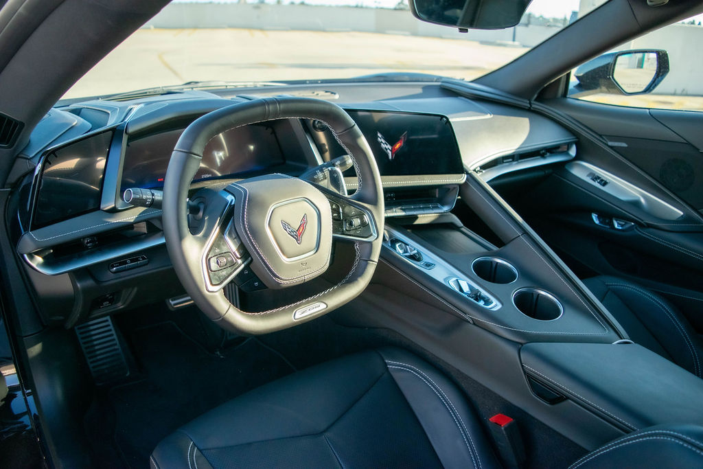 Black Chevrolet Corvette C8 Z06 sports car available to rent across Orange County, CA