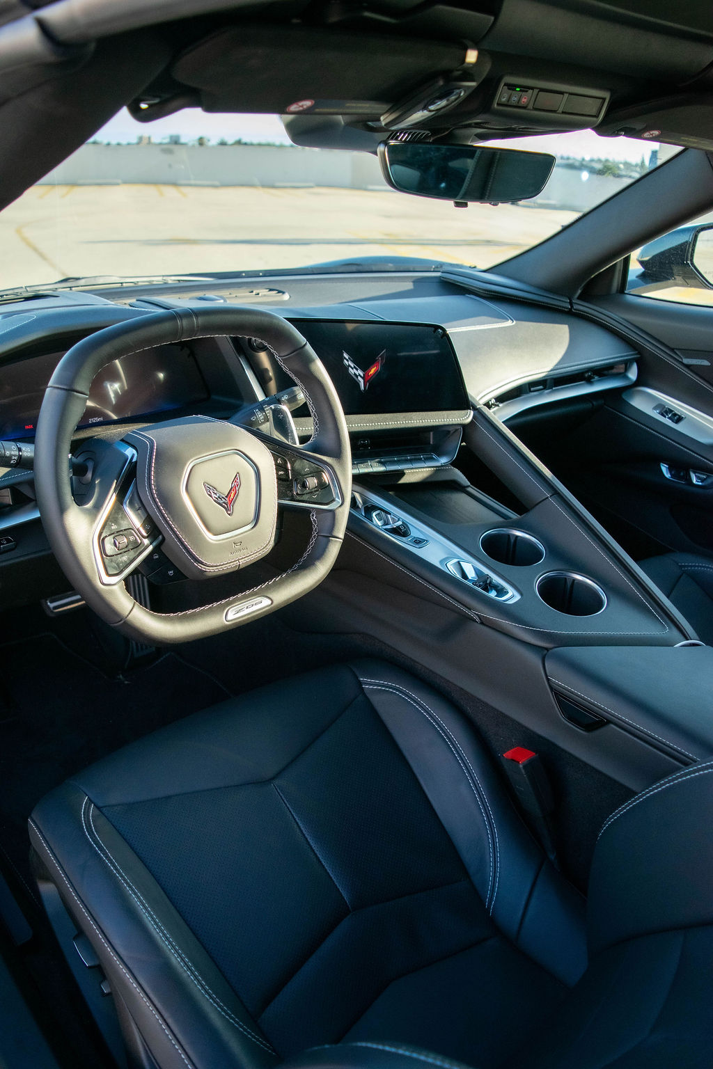 Black Chevrolet Corvette C8 Z06 with RWD drivetrain, sports car rental in Orange County