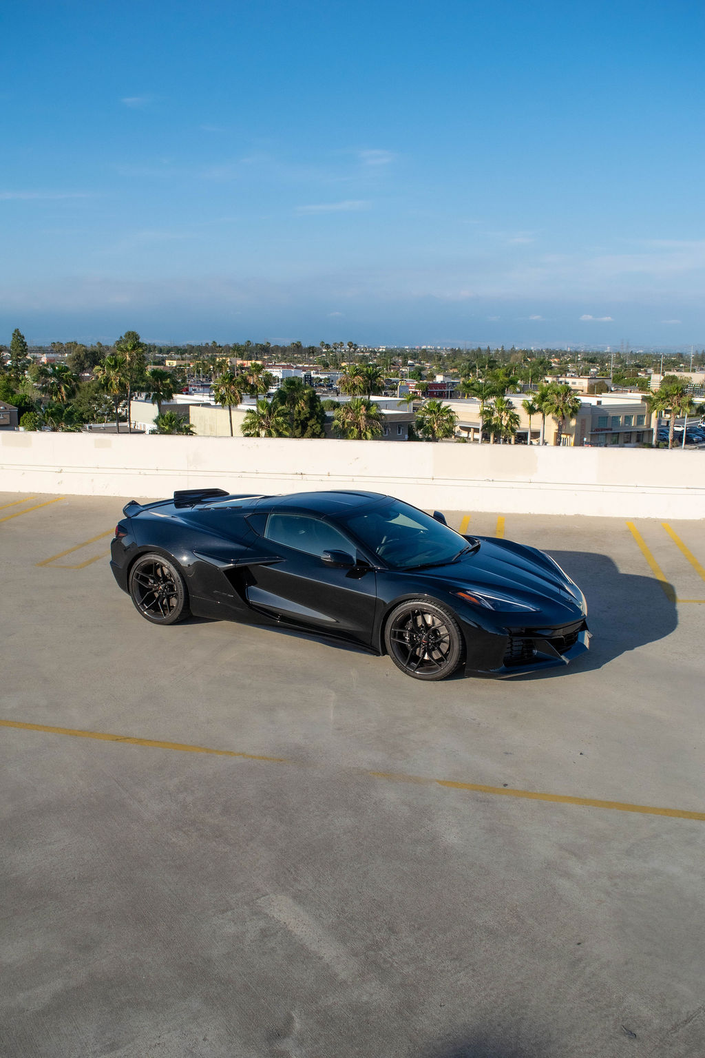 Chevrolet Corvette C8 Z06 sports car in Black, available for rental in Orange County, CA