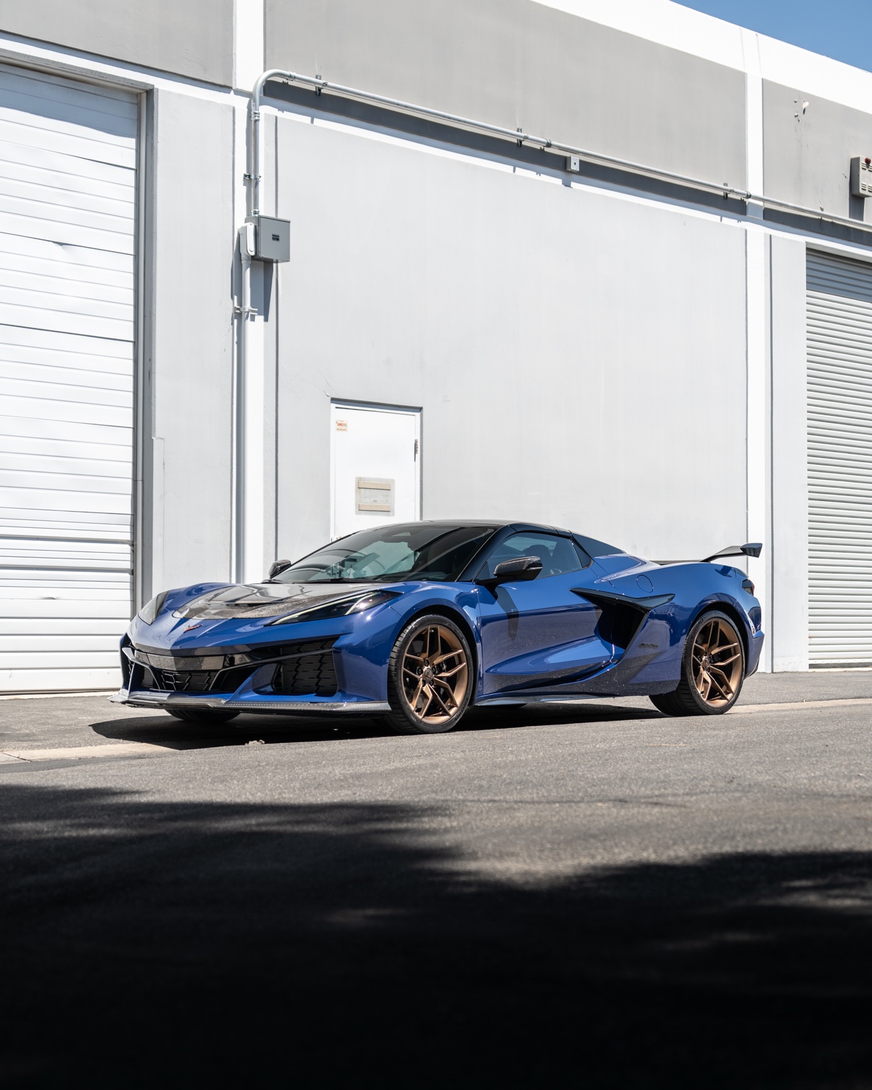 Blue Chevrolet Corvette C8 Z06 sports car available to rent across Westlake Village, CA