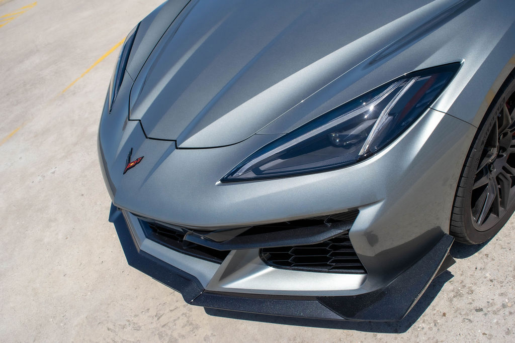Silver Chevrolet Corvette C8 Z06 sports car available to rent across Orange County, CA