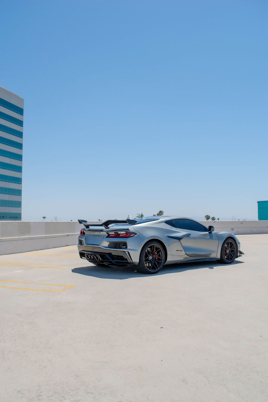 Chevrolet Corvette C8 Z06 in Silver over Black, sports car rental in Orange County