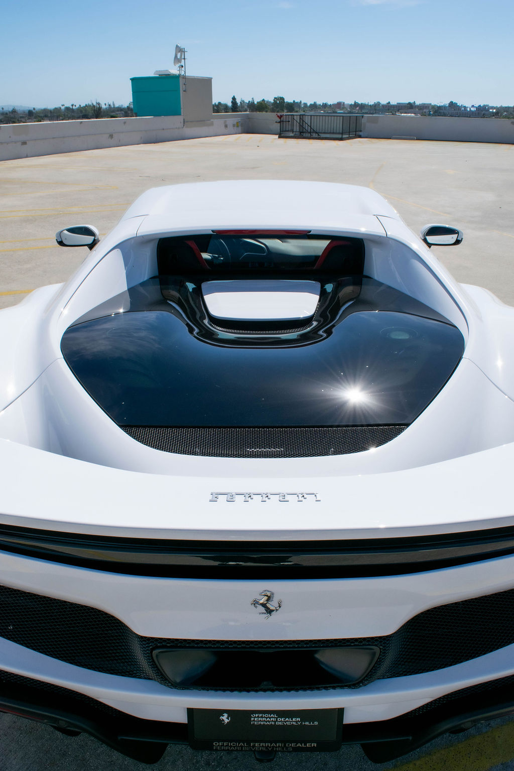 Ferrari 296 GTB in White over Red, supercar rental in Orange County