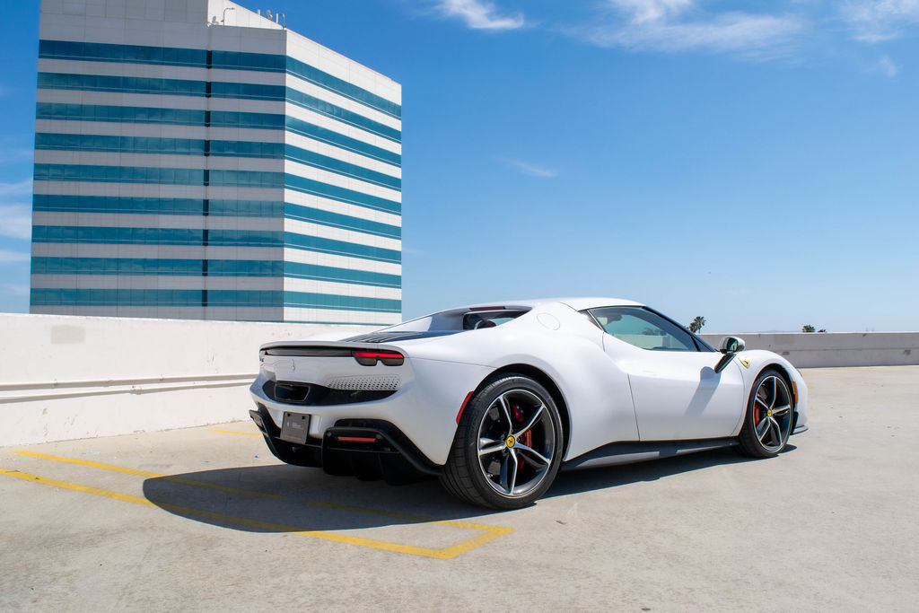 Ferrari 296 GTB supercar in White for Orange County rentals
