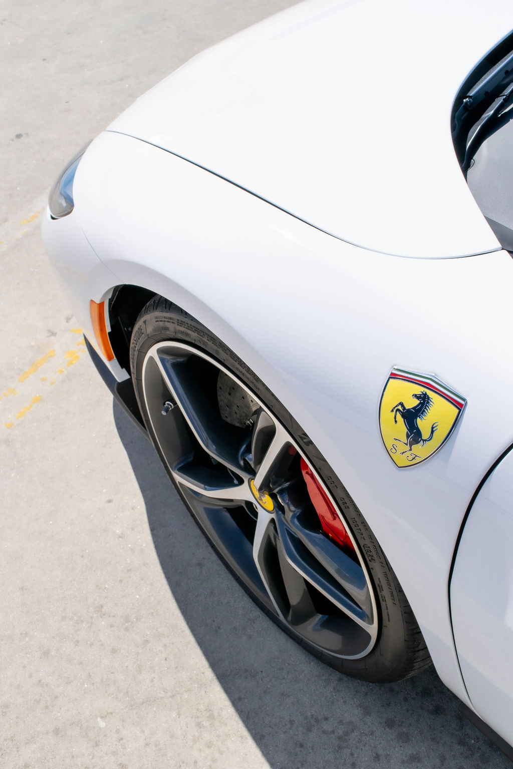 Ferrari 296 GTB in White, luxury rental available in Orange County, CA