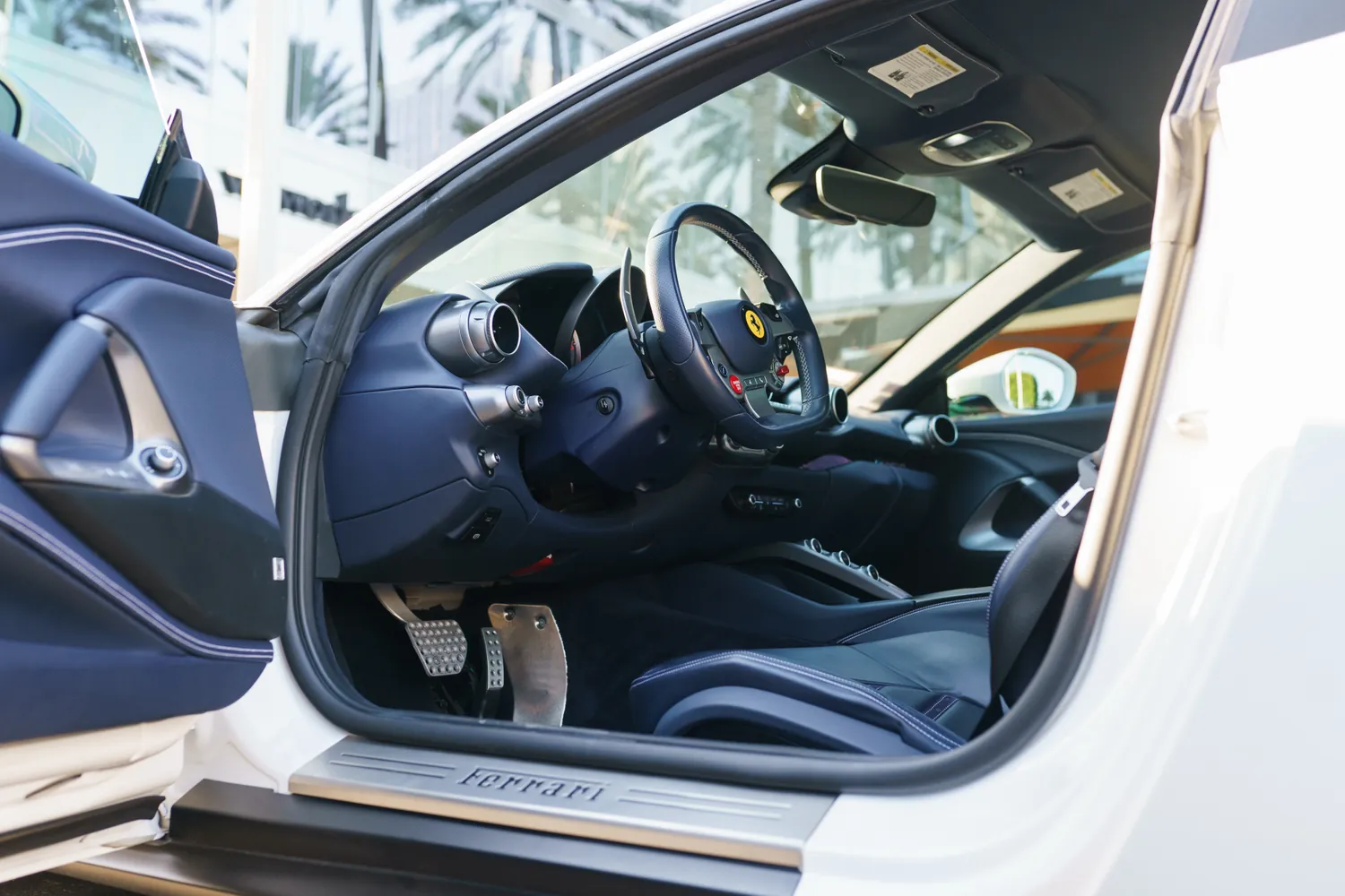 White Ferrari 812 Superfast supercar with 2 seat cabin, Orange County rental