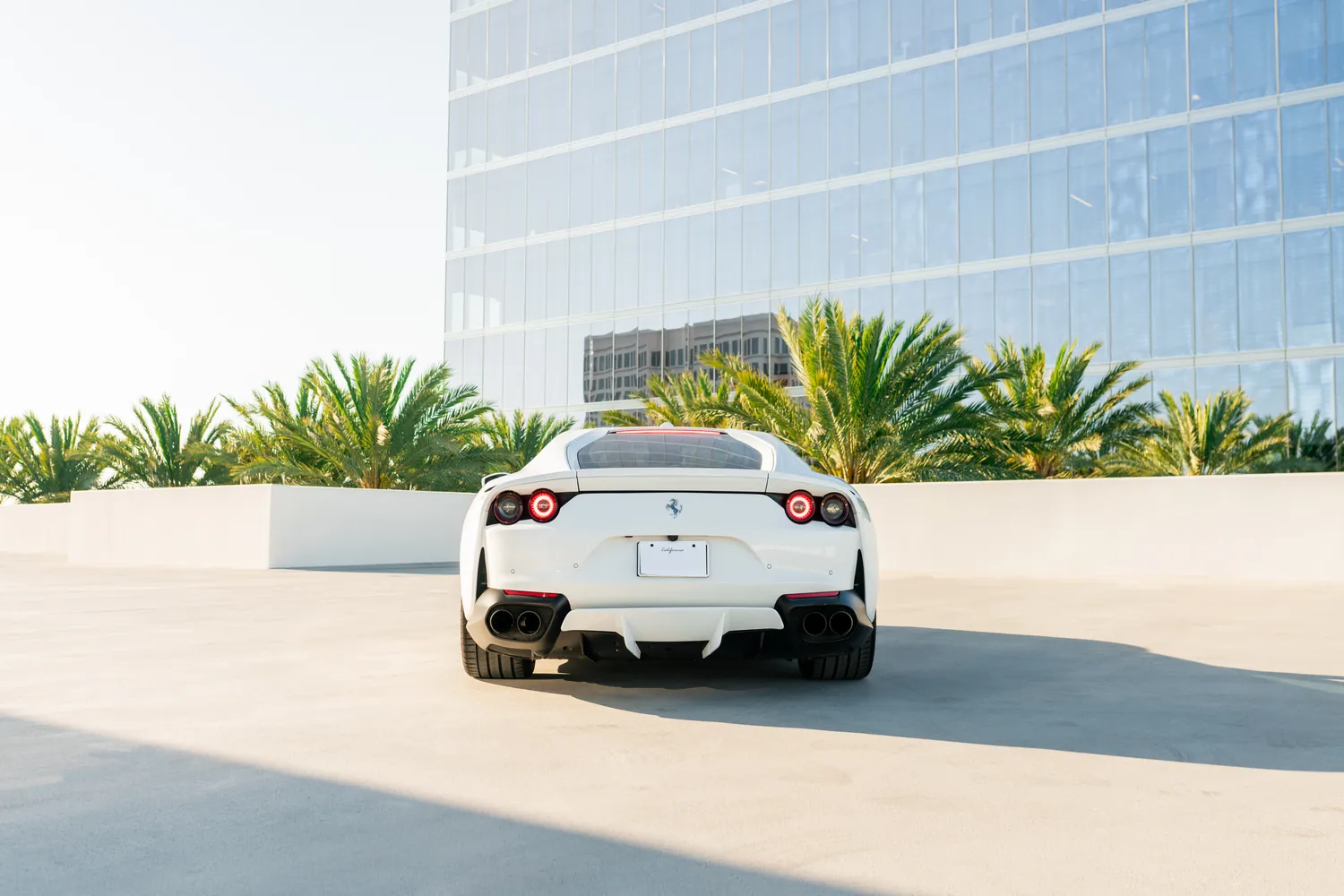 White Ferrari 812 Superfast supercar for rent, 2 seats, Orange County
