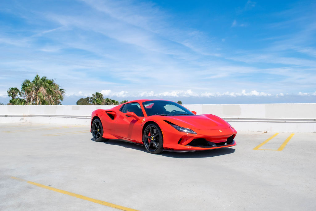 Red Ferrari F8 Spider for rent in Orange County