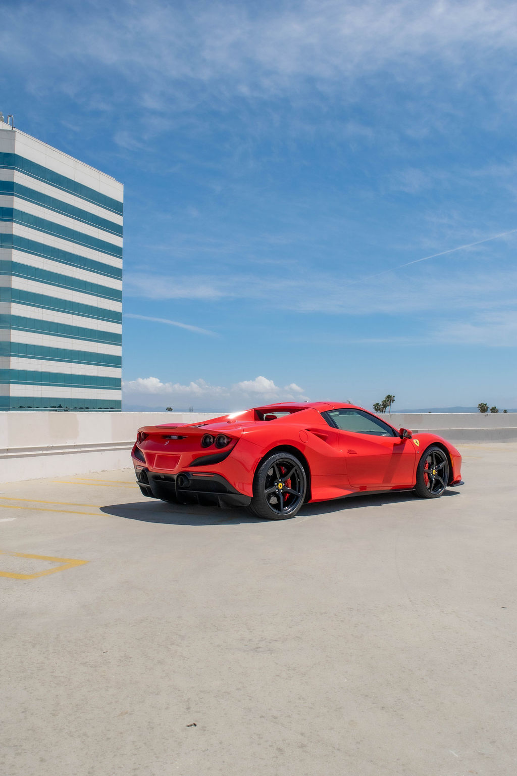 Red Ferrari F8 Spider convertible, Black and Red interior, rental in Orange County, CA