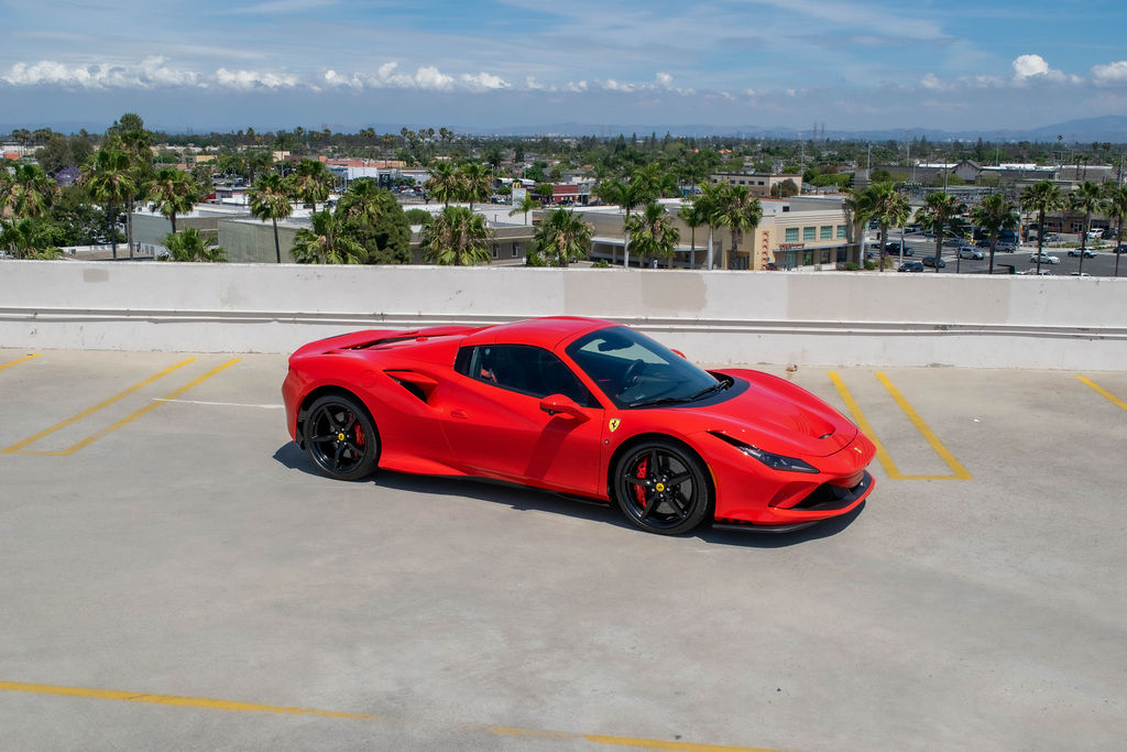 Ferrari F8 Spider supercar in Red, available for rental in Orange County, CA