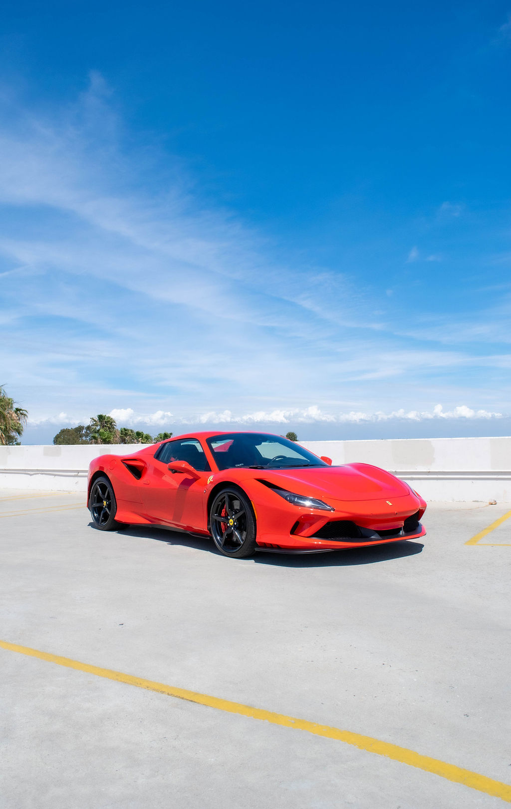 Red Ferrari F8 Spider, a 2 door supercar for hire in Orange County