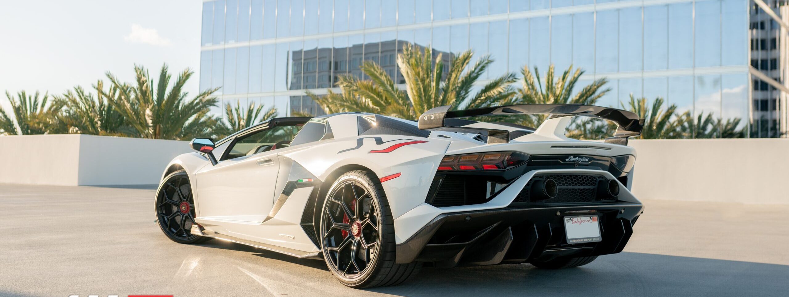 White Lamborghini Aventador SVJ Roadster 2 door hypercar